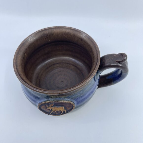 handcrafted mountain arts pottery ceramic moose soup mug 24oz capacity - Picture 3 of 6